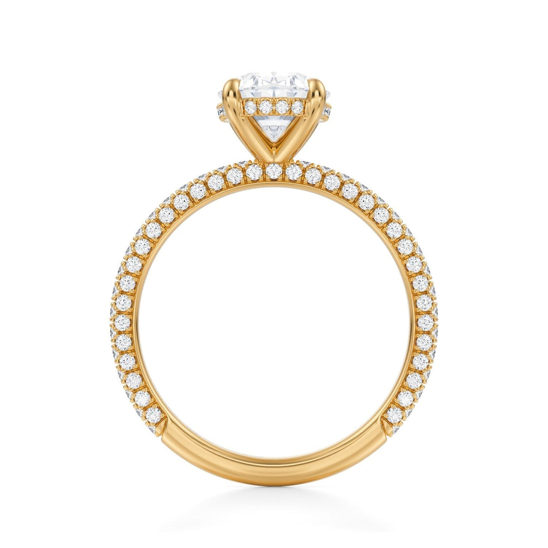 Oval Hidden Halo With Trio Pave Ring