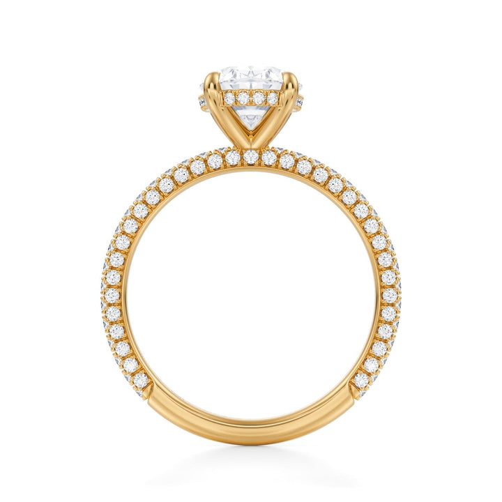 Oval Hidden Halo With Trio Pave Ring