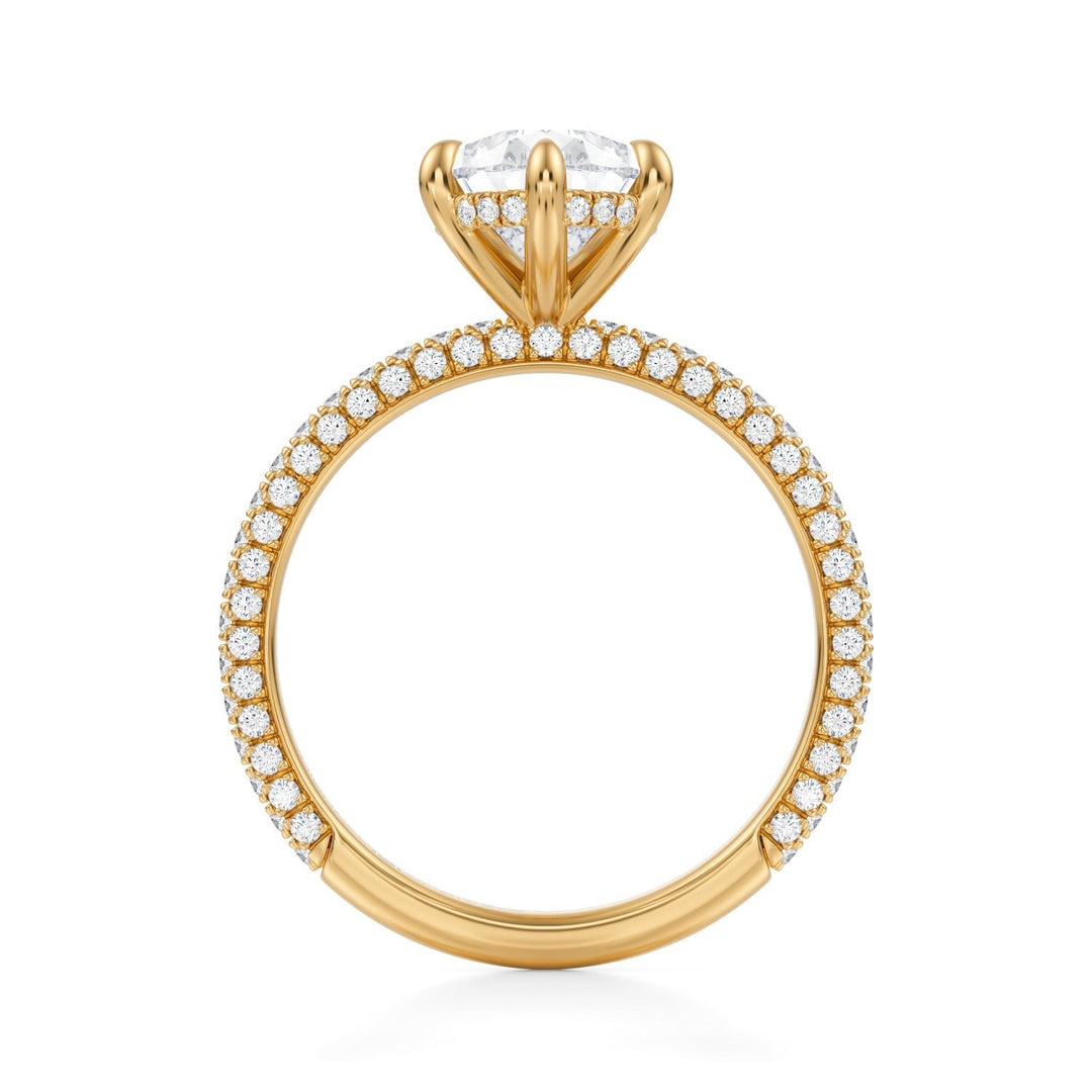 Pear Hidden Halo With Trio Pave Ring