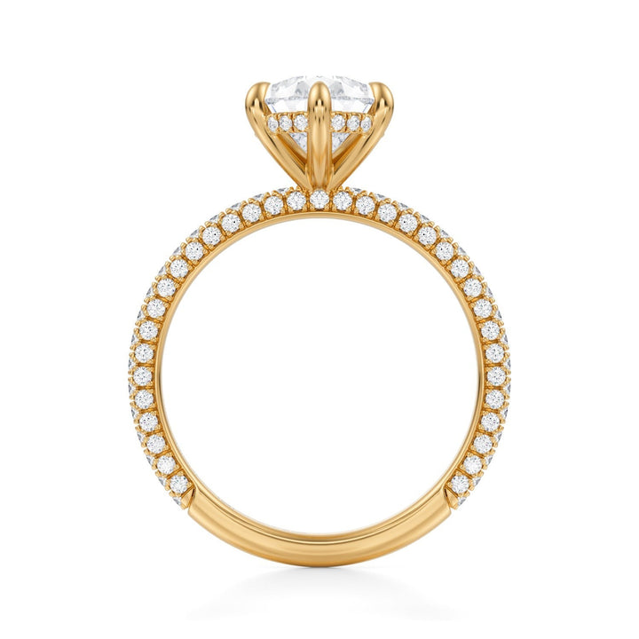 Pear Hidden Halo With Trio Pave Ring