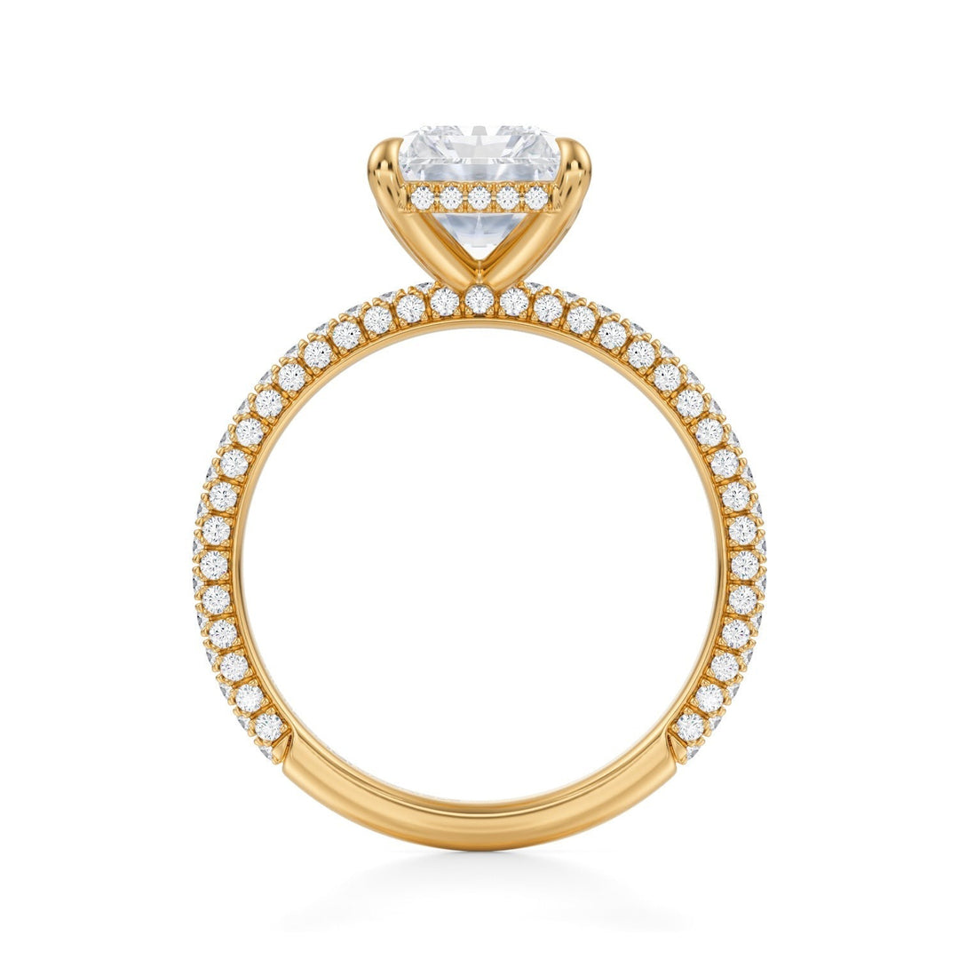 Radiant Hidden Halo With Trio Pave Ring