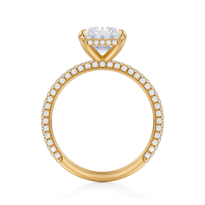 Radiant Hidden Halo With Trio Pave Ring
