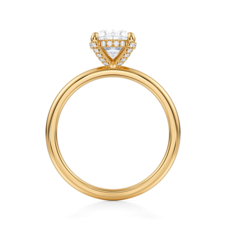 Oval Solitaire Ring With Pave Basket