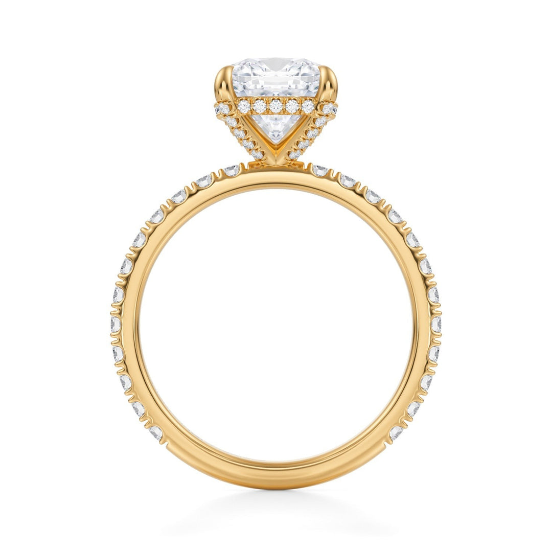 Cushion Pave Basket With Pave Ring