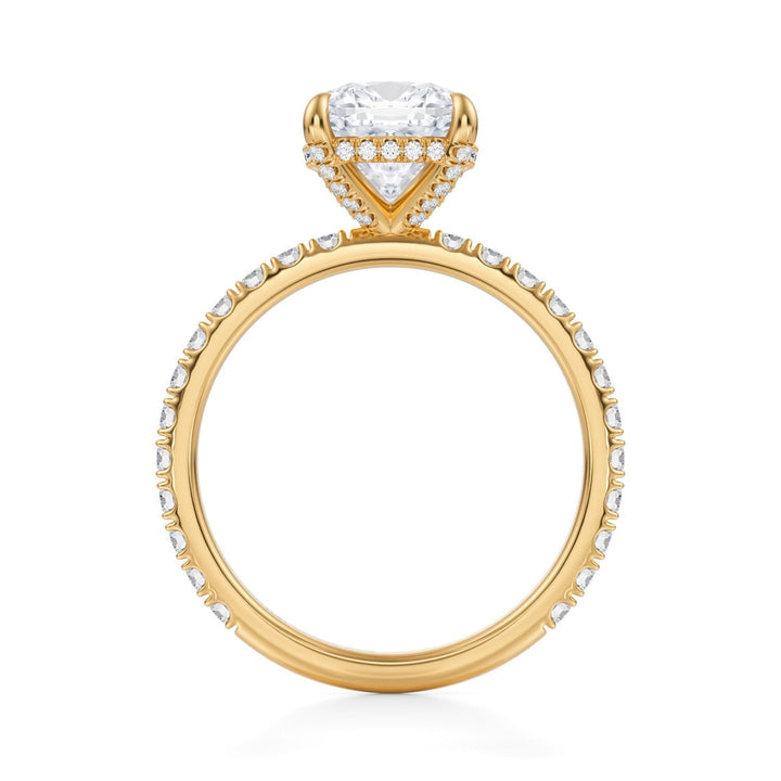 Cushion Pave Basket With Pave Ring