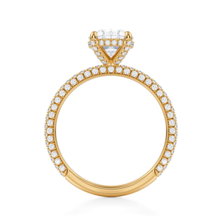 Oval Pave Basket With Trio Pave Ring