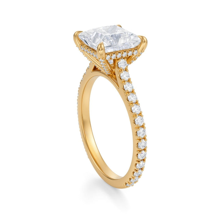 Princess Pave Cathedral Ring With Pave Basket