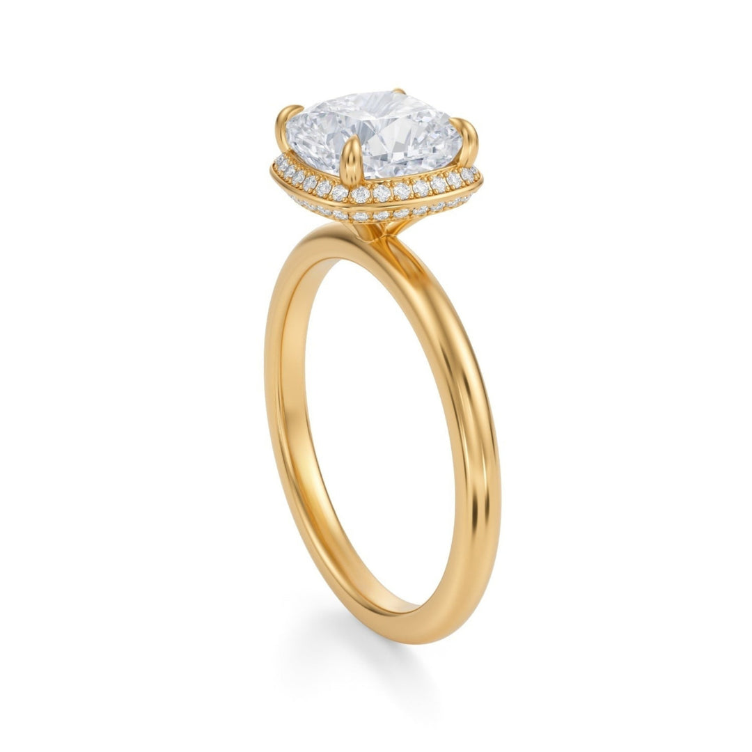 Cushion Knife Edge Halo With Solitaire Ring