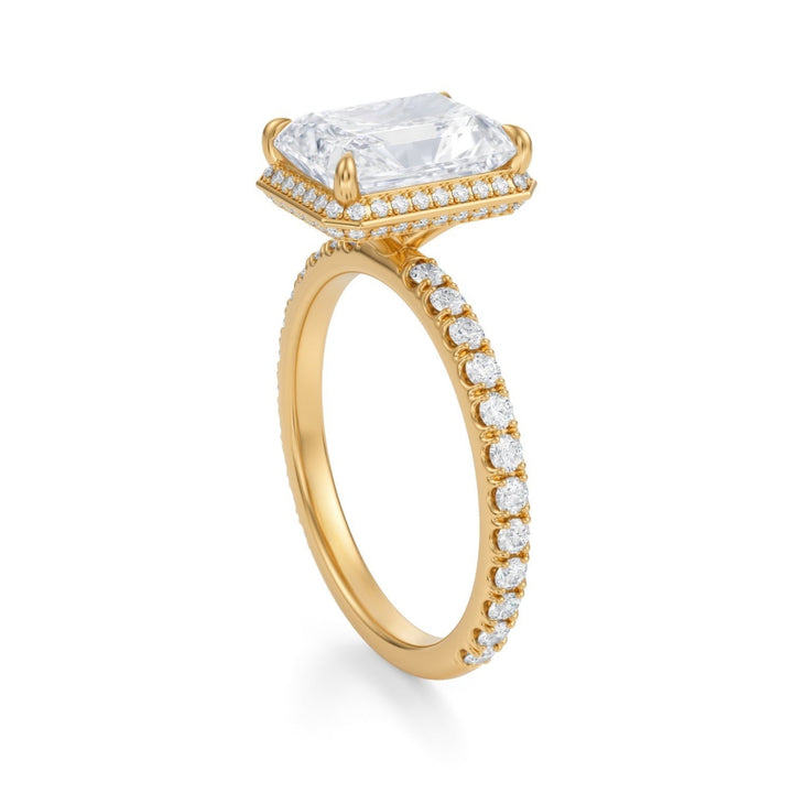 Radiant Knife Edge Halo With Pave Ring