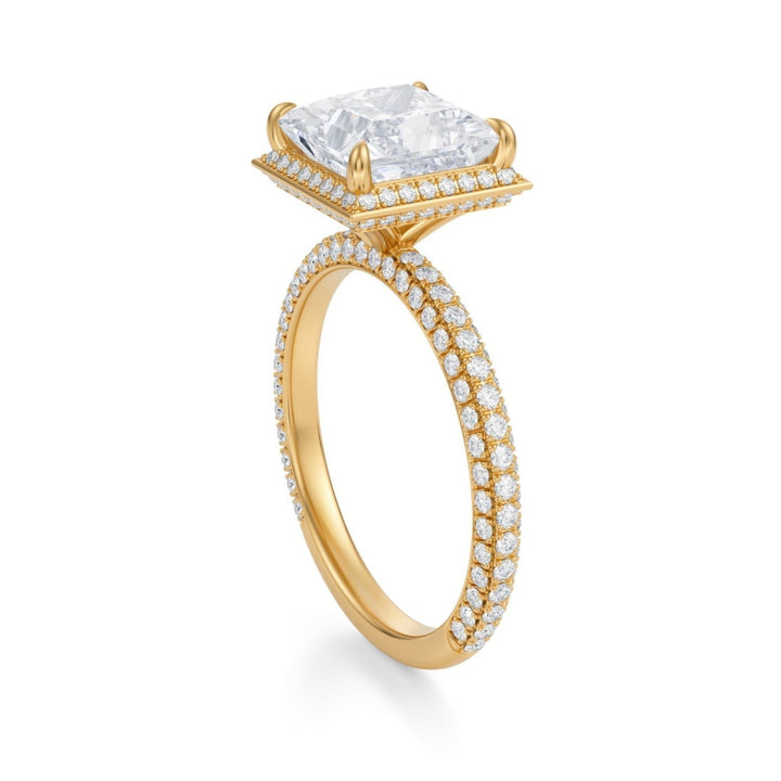 Princess Knife Edge Halo With Trio Pave Ring