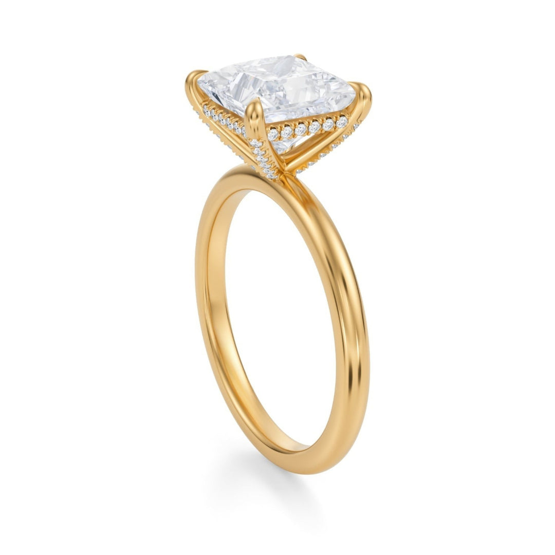 Princess Solitaire Ring With Pave Basket