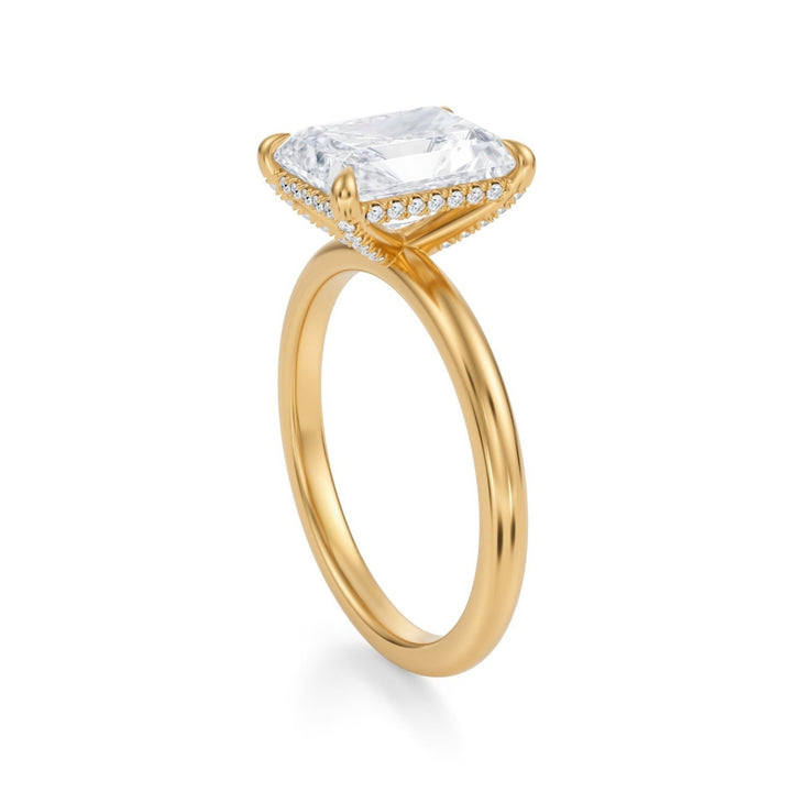 Radiant Solitaire Ring With Pave Basket