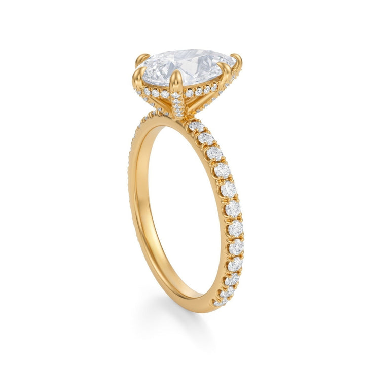 Pear Pave Basket With Pave Ring