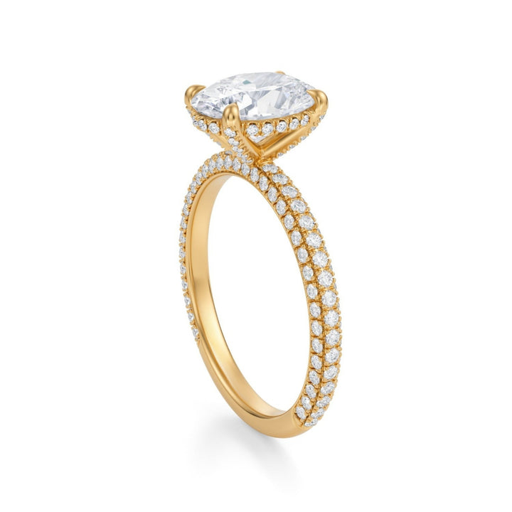Oval Pave Basket With Trio Pave Ring