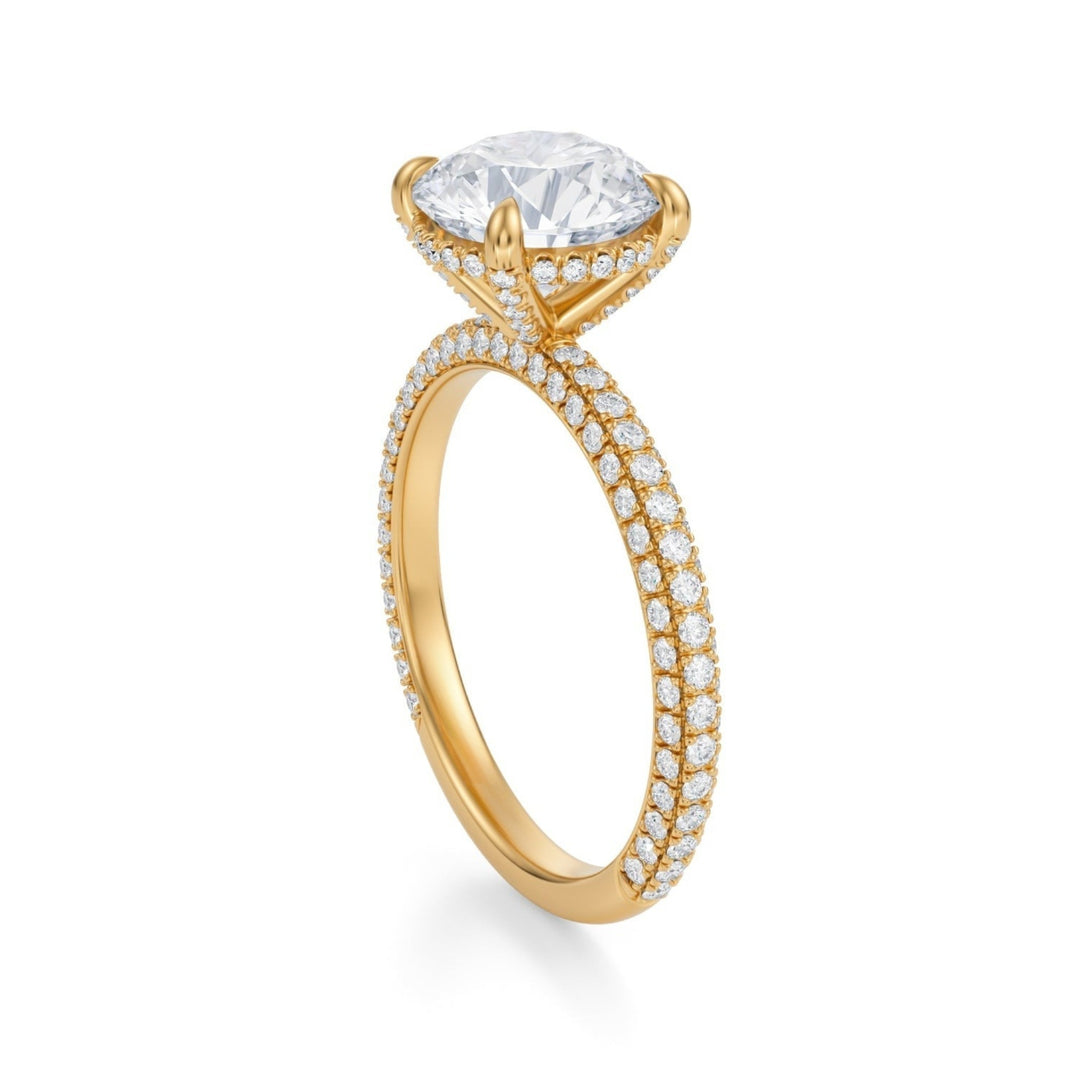Round Pave Basket With Trio Pave Ring