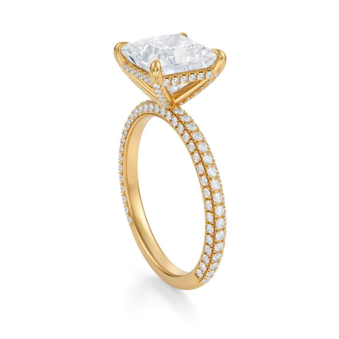Princess Pave Basket With Trio Pave Ring