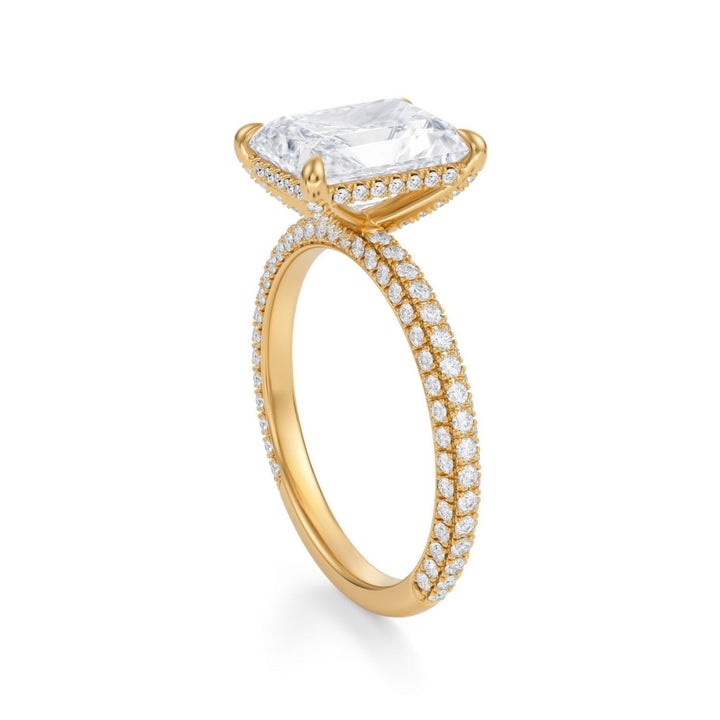 Radiant Pave Basket With Trio Pave Ring