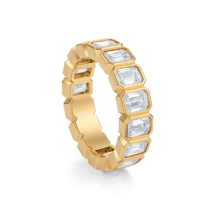 Emerald Bezel Eternity Band - Vertical