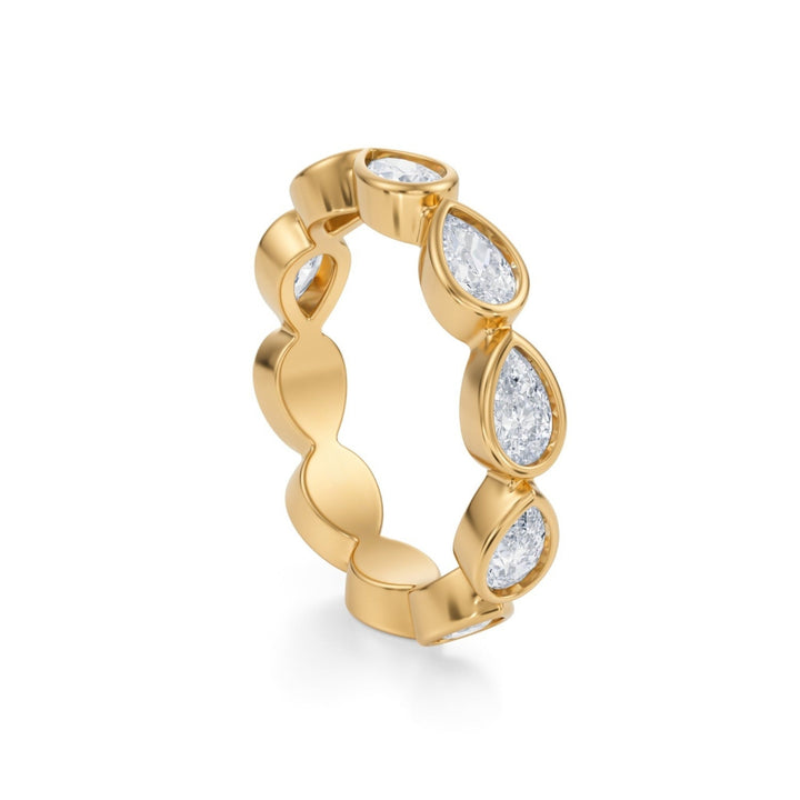 Pear Bezel Eternity Band - Horizontal