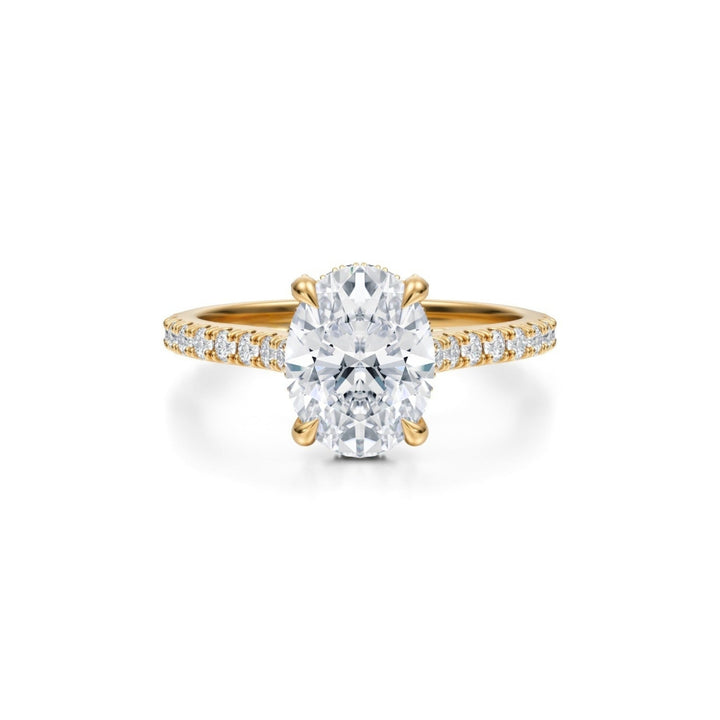 Oval Pave Cathedral Ring With Pave Basket