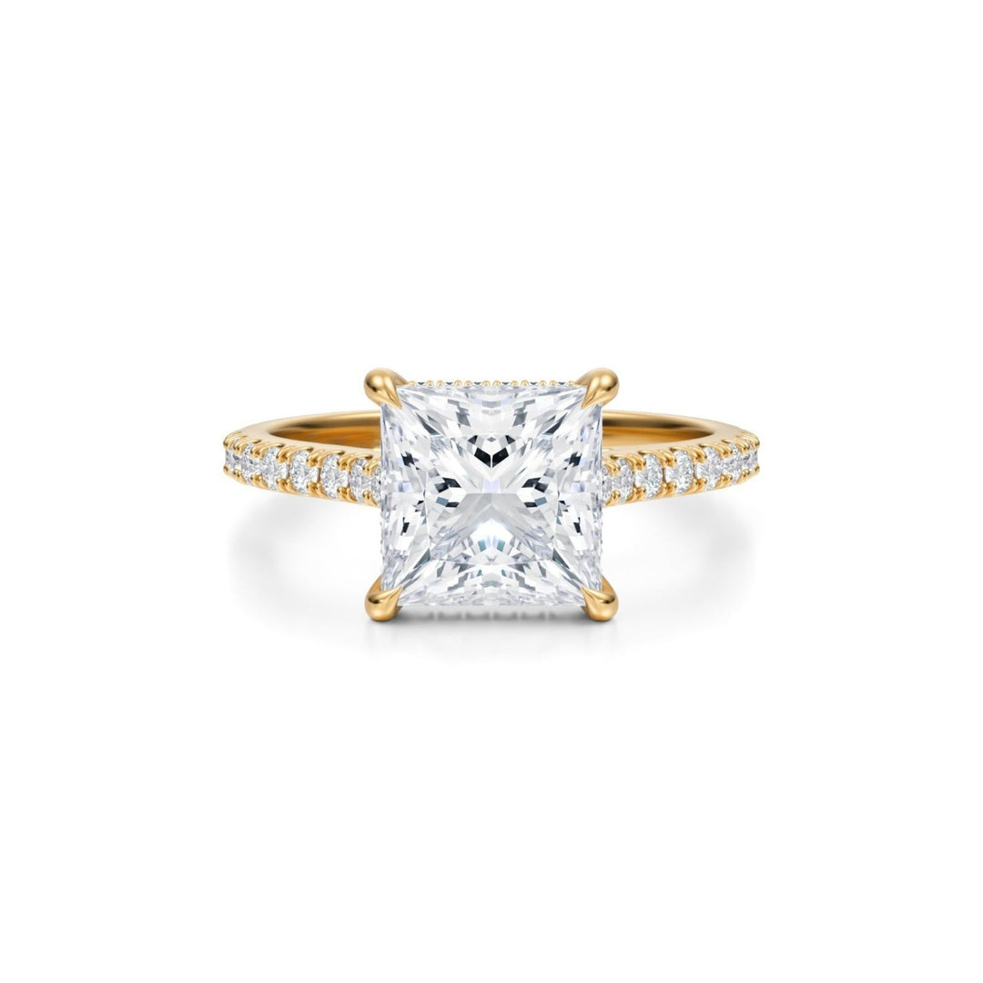 Princess Pave Cathedral Ring With Pave Basket