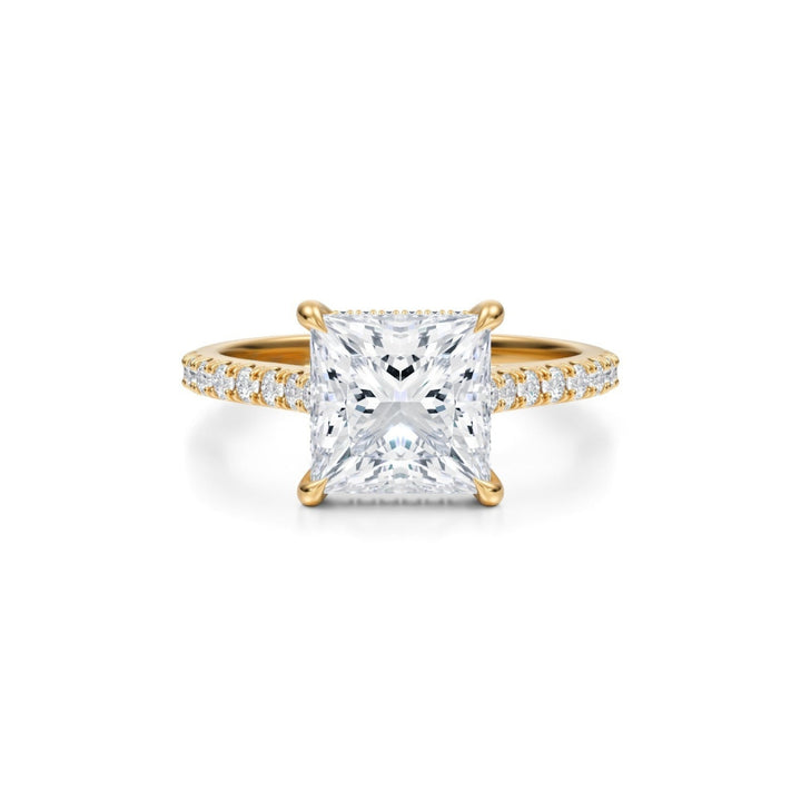 Princess Pave Cathedral Ring With Pave Basket