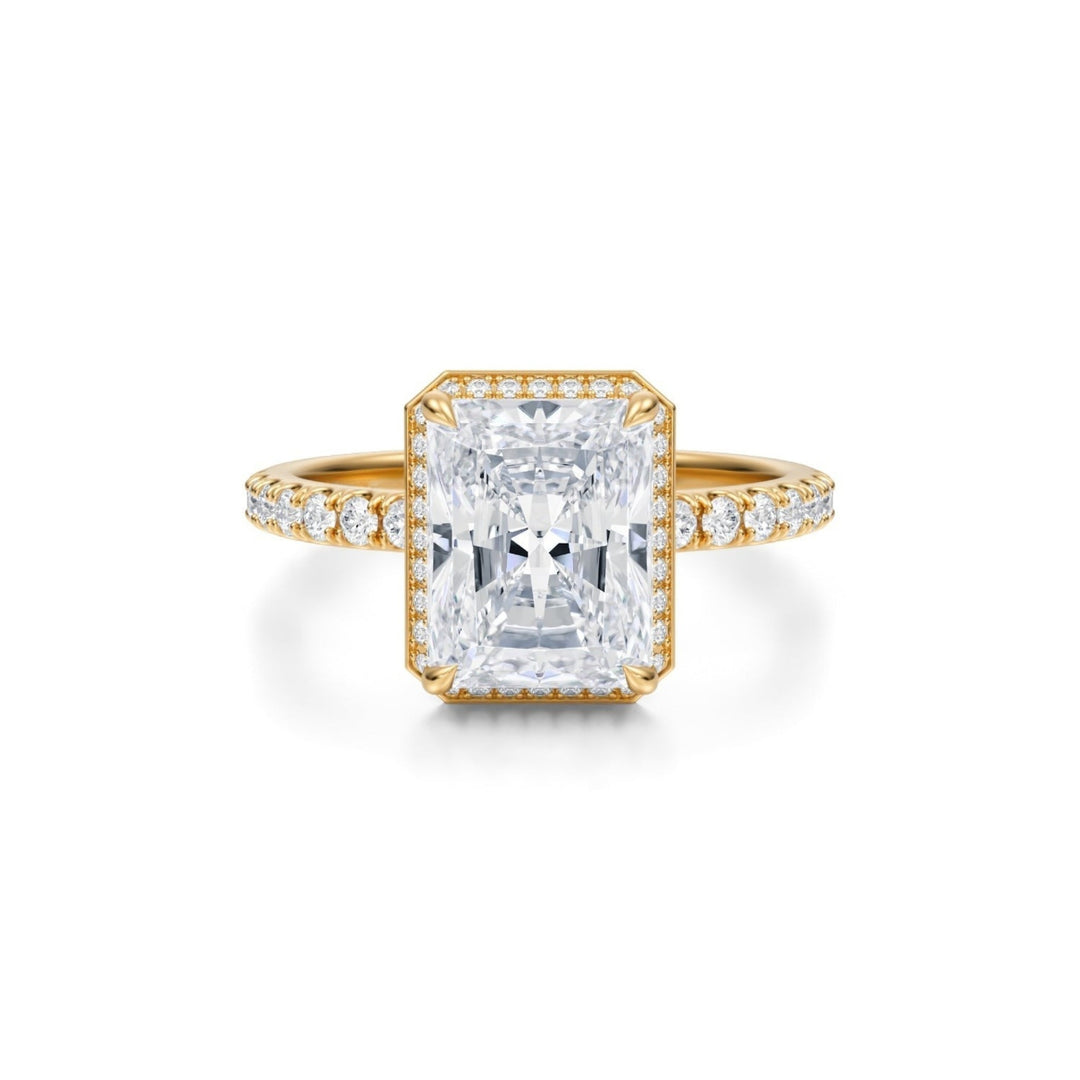 Radiant Knife Edge Halo With Pave Ring