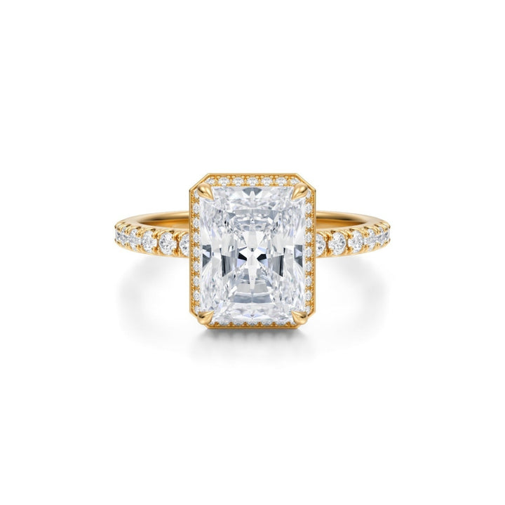 Radiant Knife Edge Halo With Pave Ring