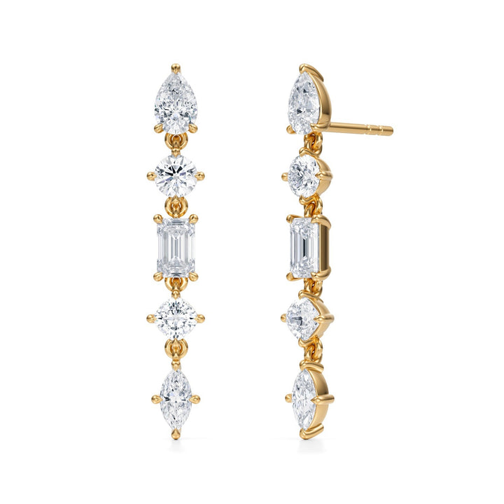 5 Graduated Multi Shape Diamond Dangle Earrings