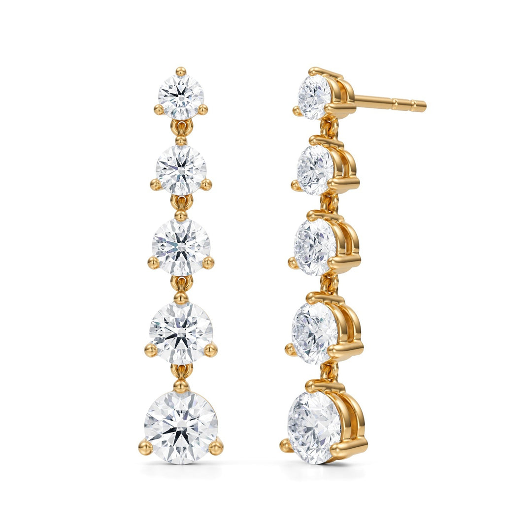 5 Graduated Round Lab-Grown Diamond Dangle Earrings