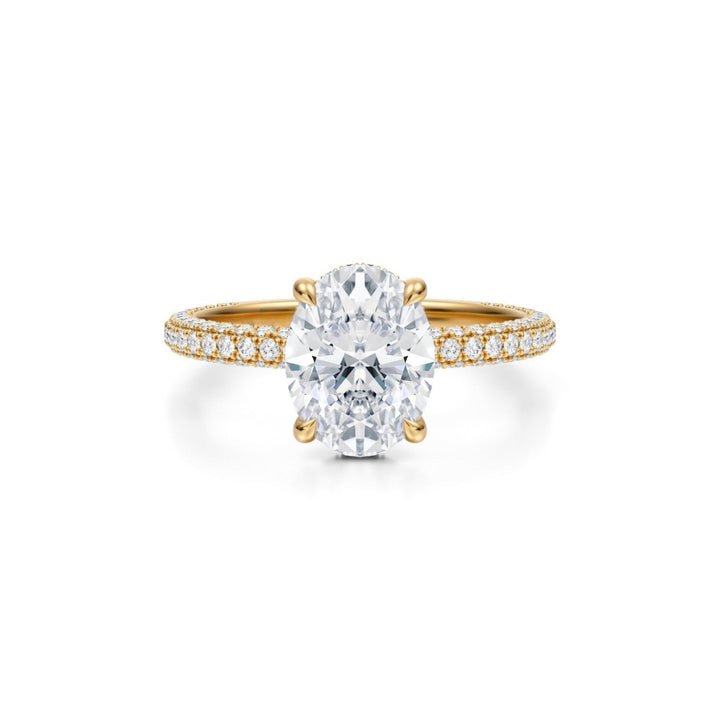 Oval Hidden Halo With Trio Pave Ring