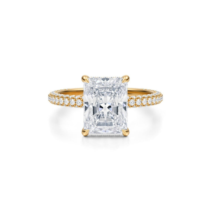 Radiant Hidden Halo With Trio Pave Ring