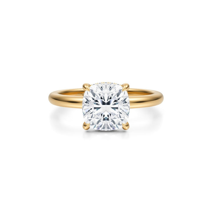 Cushion Solitaire Ring With Pave Basket