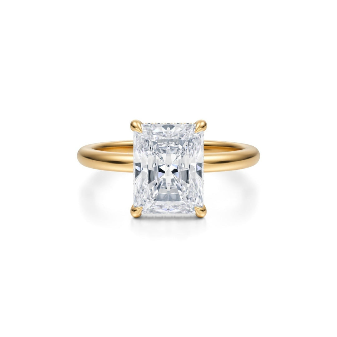Radiant Solitaire Ring With Pave Basket