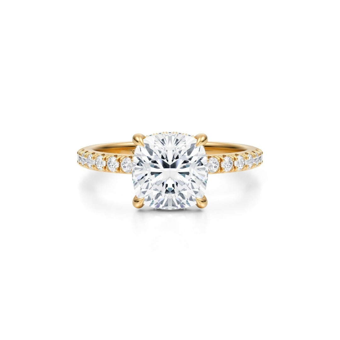 Cushion Pave Basket With Pave Ring