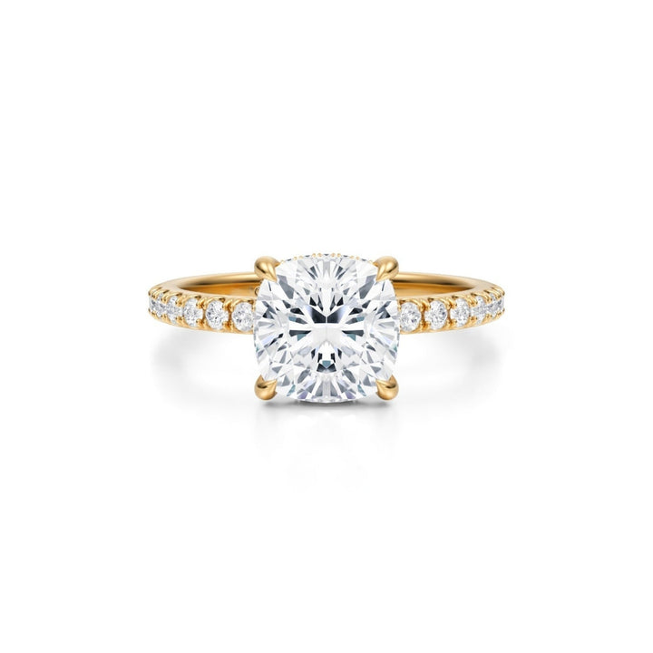 Cushion Pave Basket With Pave Ring