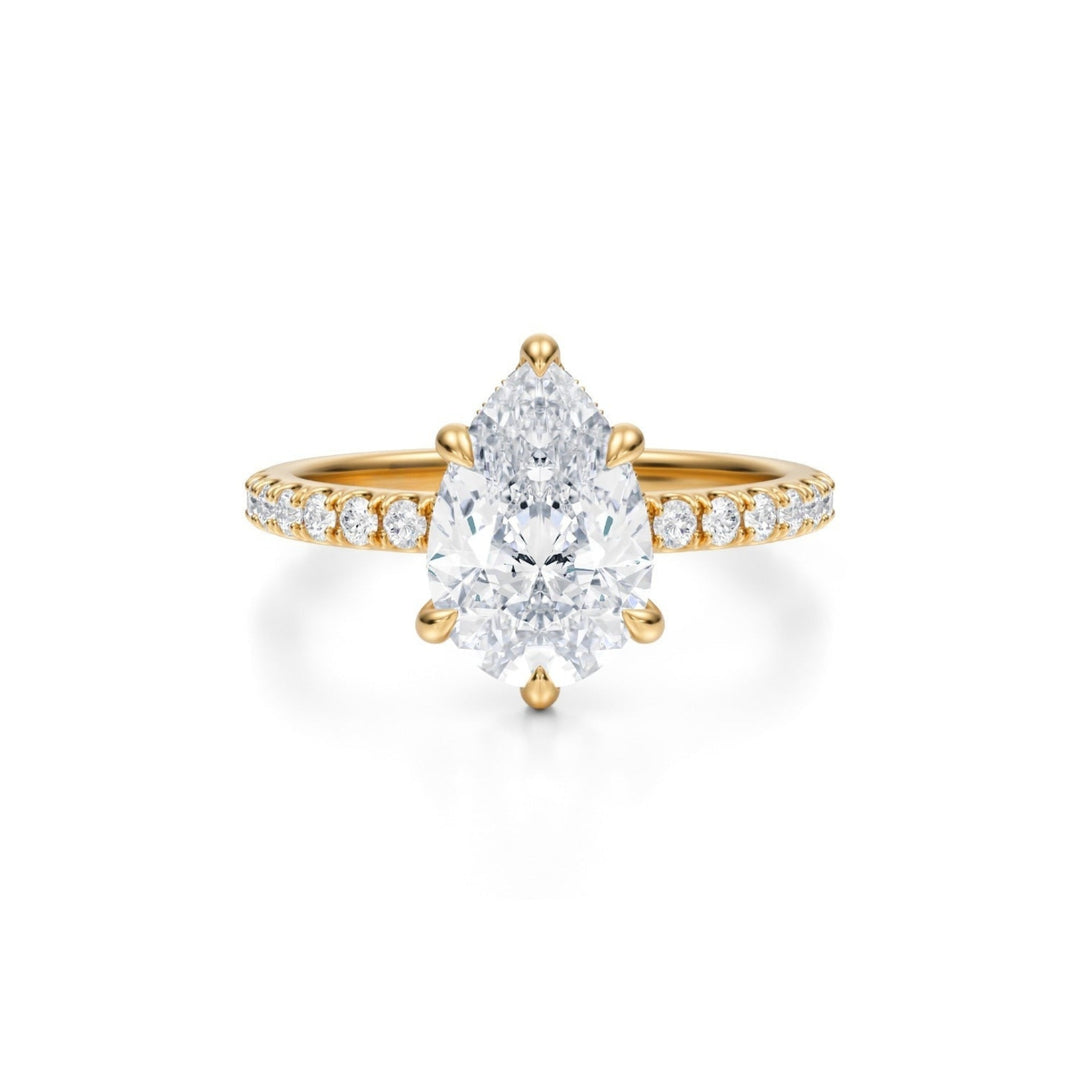 Pear Pave Basket With Pave Ring