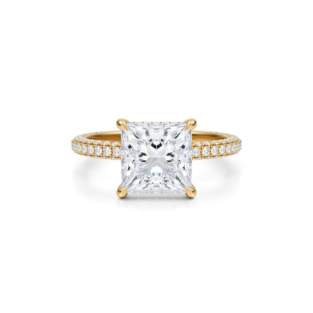 Princess Pave Basket With Trio Pave Ring