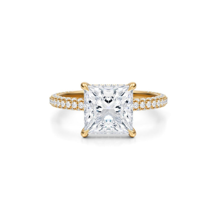 Princess Pave Basket With Trio Pave Ring