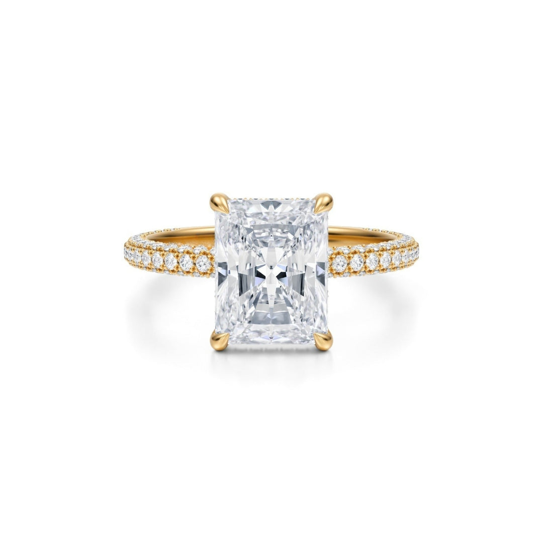 Radiant Pave Basket With Trio Pave Ring