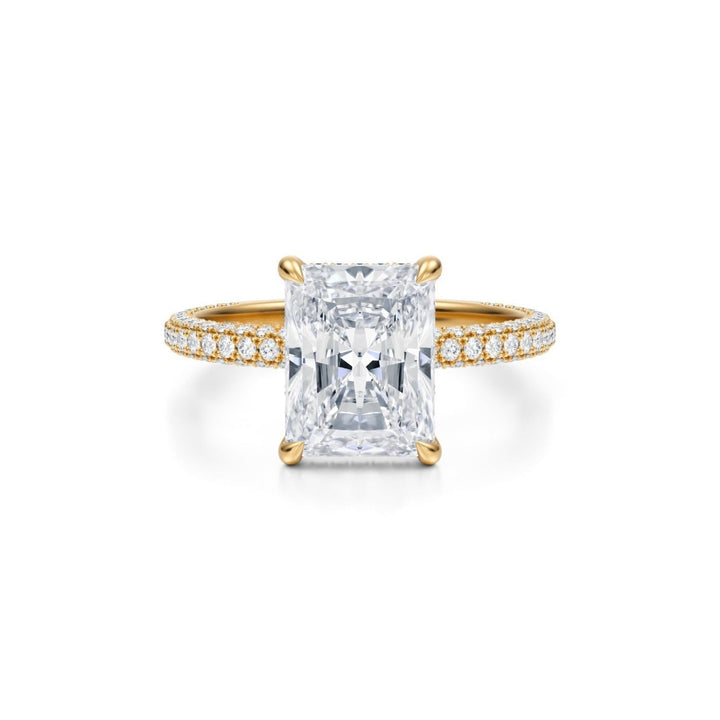 Radiant Pave Basket With Trio Pave Ring