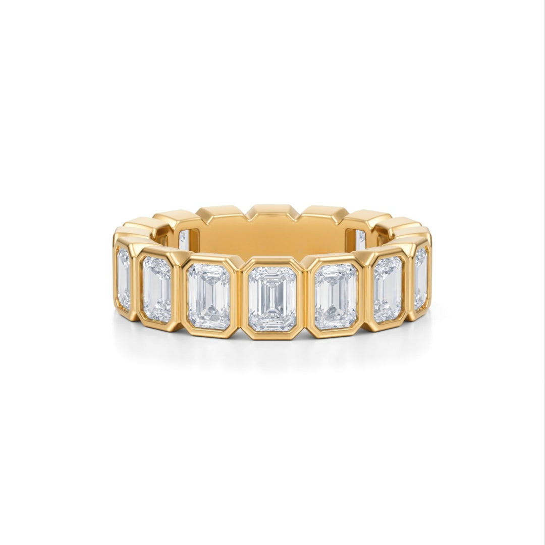 Emerald Bezel Eternity Band - Vertical