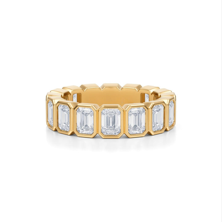 Emerald Bezel Eternity Band - Vertical