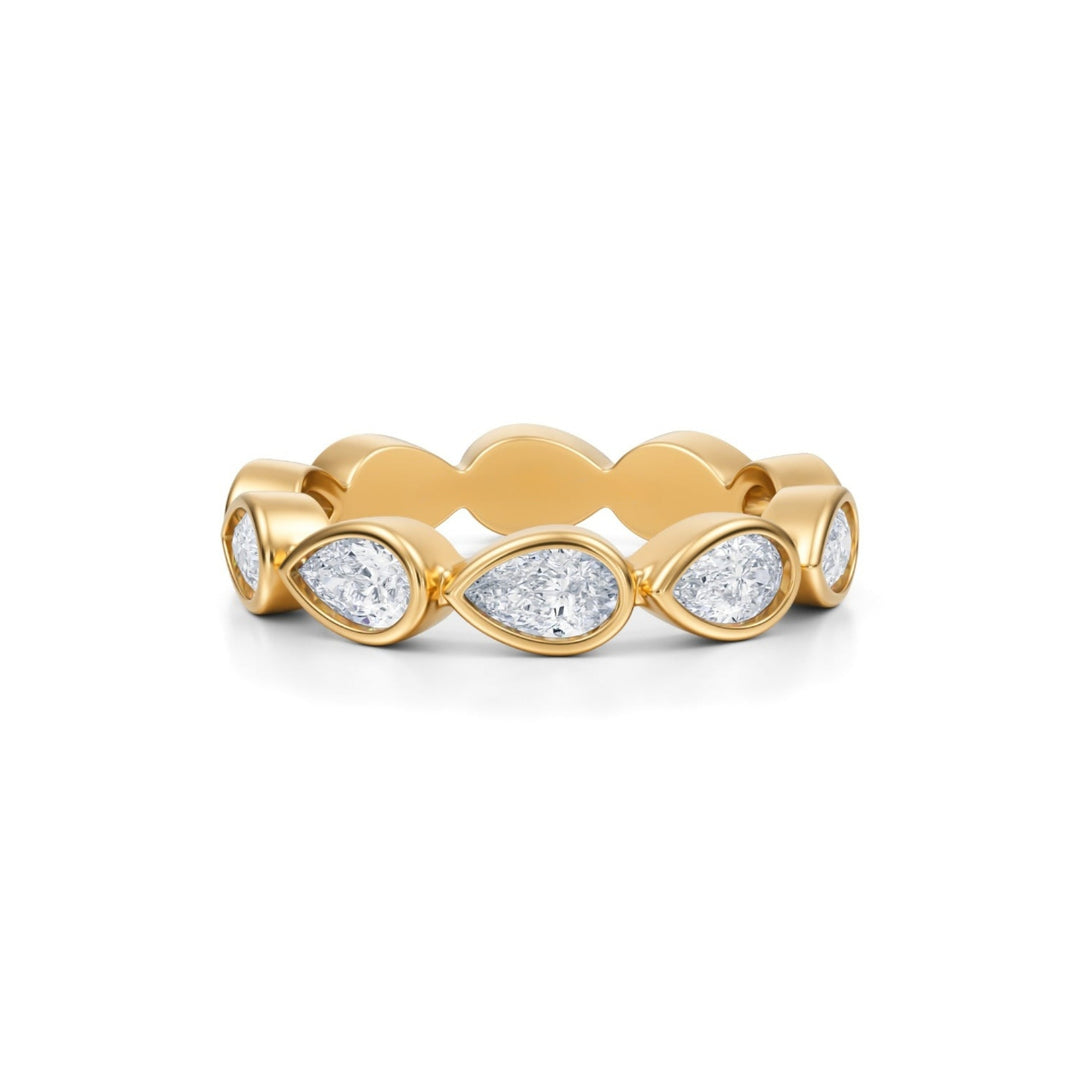 Pear Bezel Eternity Band - Horizontal