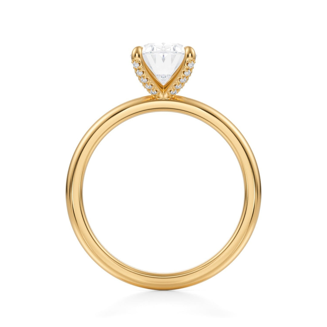 Oval Solitaire Ring With Pave Prongs