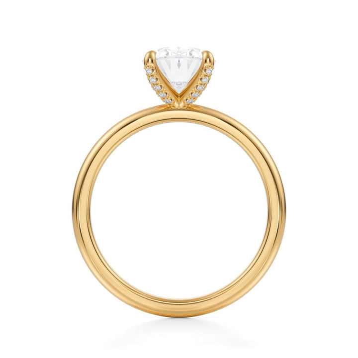 Oval Solitaire Ring With Pave Prongs
