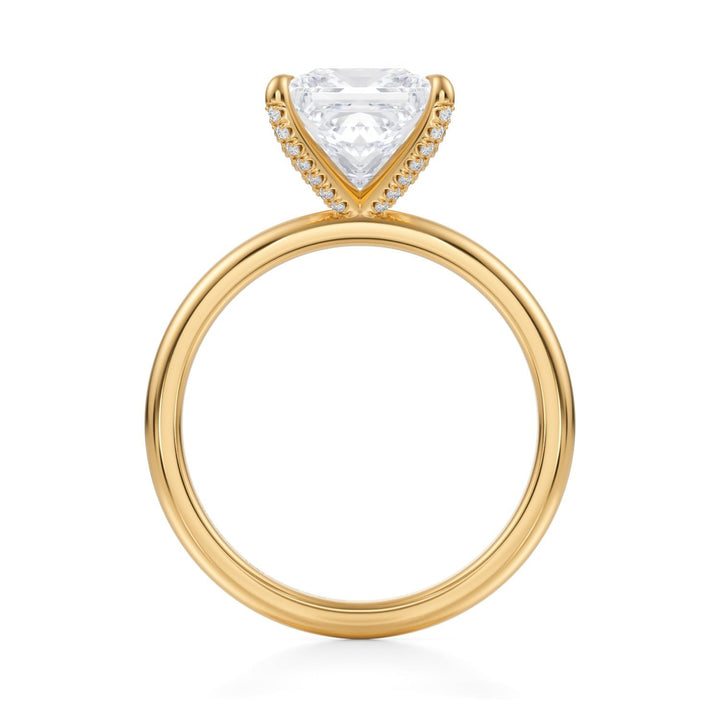 Princess Solitaire Ring With Pave Prongs