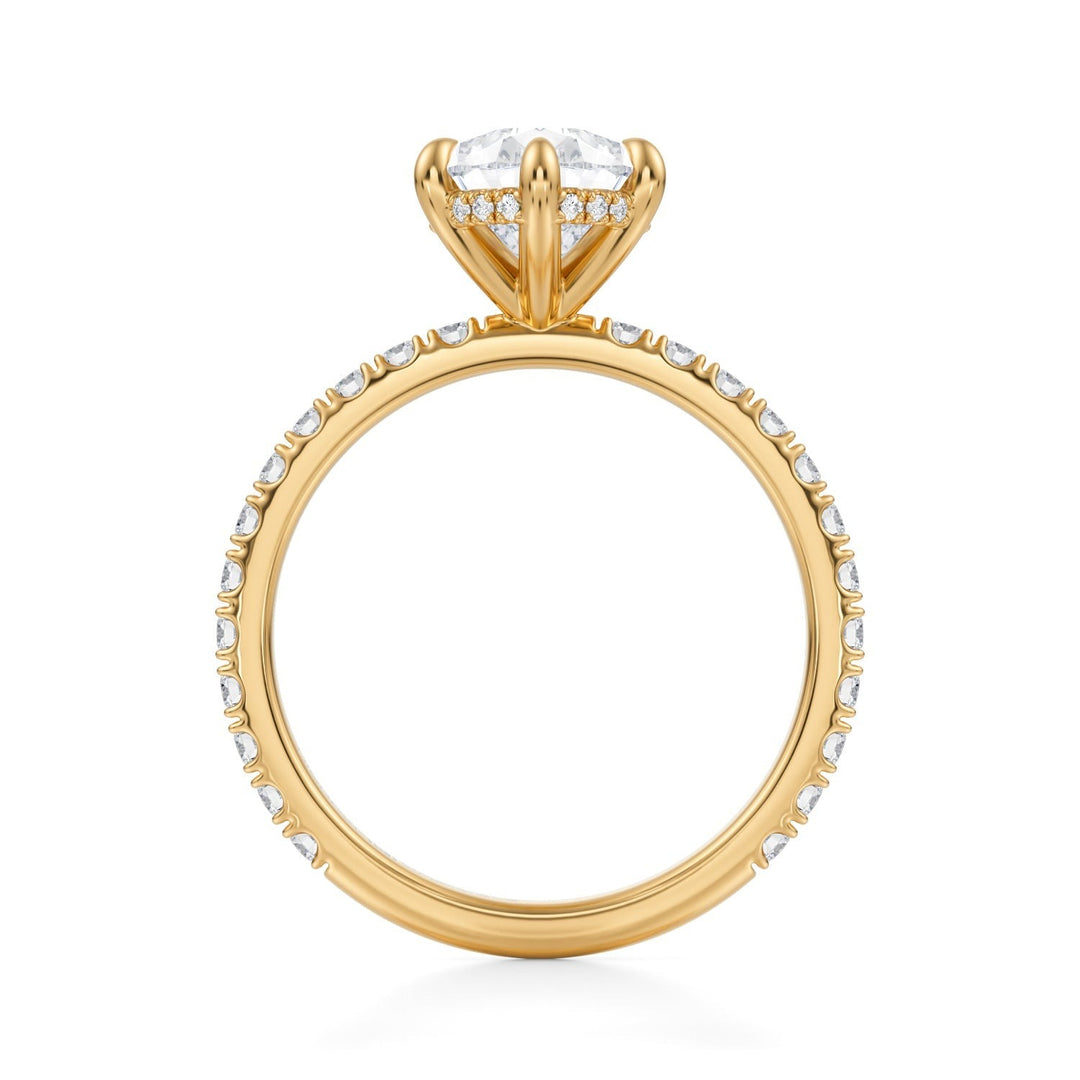 Pear Hidden Halo With Pave Ring