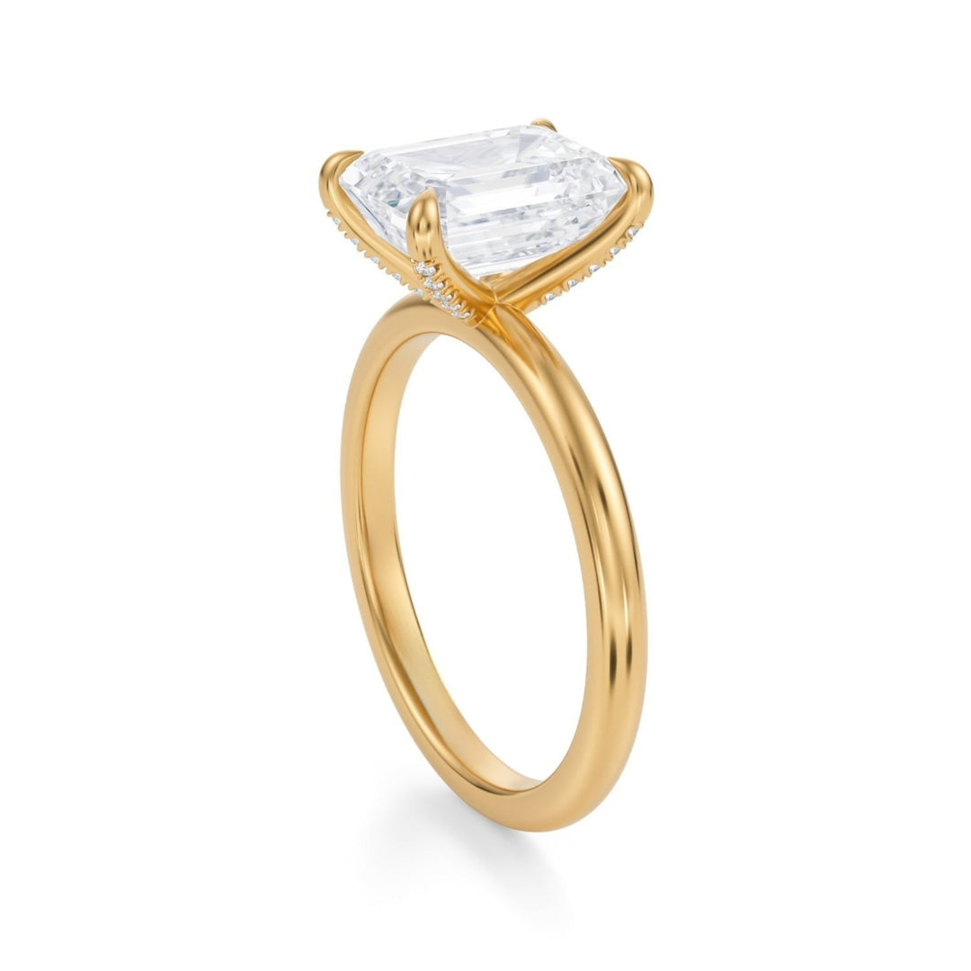 Emerald Solitaire Ring With Pave Prongs