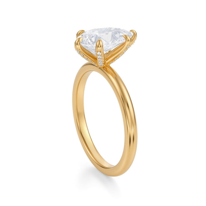 Pear Solitaire Ring With Pave Prongs